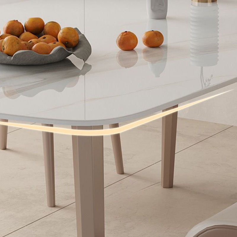 Kitchen Luxury Dinner Table Stone Rectangle 4 Legs Dining Table Clearhalo 'Dining Tables & Seating' 'Dining Tables' 'dining_table' 'furn' 'furn_dining_table' 'Furniture' 'Kitchen & Dining Furniture' 7074044