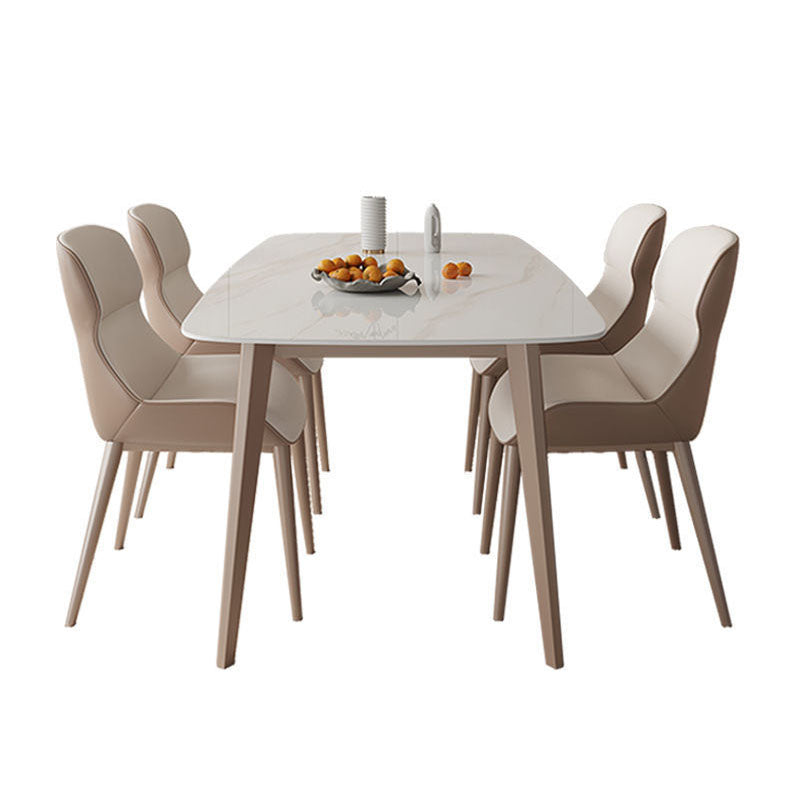 Kitchen Luxury Dinner Table Stone Rectangle 4 Legs Dining Table Clearhalo 'Dining Tables & Seating' 'Dining Tables' 'dining_table' 'furn' 'furn_dining_table' 'Furniture' 'Kitchen & Dining Furniture' 7074045