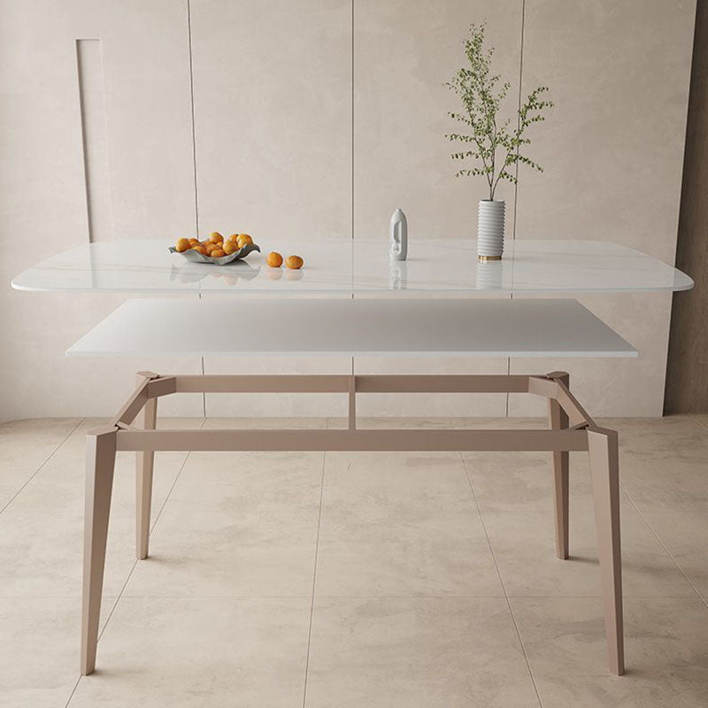Kitchen Luxury Dinner Table Stone Rectangle 4 Legs Dining Table Clearhalo 'Dining Tables & Seating' 'Dining Tables' 'dining_table' 'furn' 'furn_dining_table' 'Furniture' 'Kitchen & Dining Furniture' 7074047