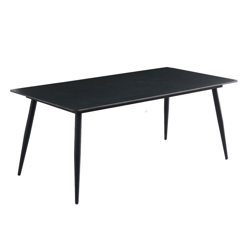 Kitchen Industrial Dinner Table Stone Rectangle 4 Legs Dining Table Black Without Chairs Clearhalo 'Dining Tables & Seating' 'Dining Tables' 'dining_table' 'furn' 'furn_dining_table' 'Furniture' 'Kitchen & Dining Furniture' 7074071
