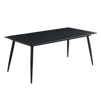 Kitchen Industrial Dinner Table Stone Rectangle 4 Legs Dining Table Black Without Chairs Clearhalo 'Dining Tables & Seating' 'Dining Tables' 'dining_table' 'furn' 'furn_dining_table' 'Furniture' 'Kitchen & Dining Furniture' 7074071