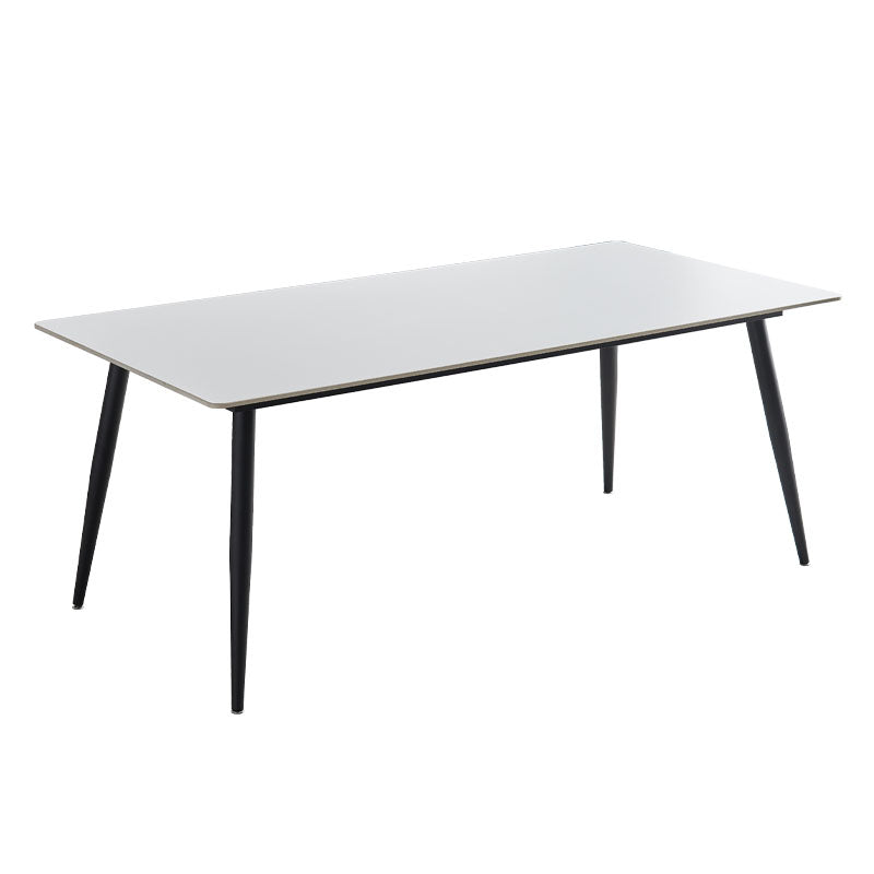 Kitchen Industrial Dinner Table Stone Rectangle 4 Legs Dining Table White Without Chairs Clearhalo 'Dining Tables & Seating' 'Dining Tables' 'dining_table' 'furn' 'furn_dining_table' 'Furniture' 'Kitchen & Dining Furniture' 7074072