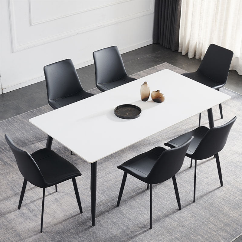 Kitchen Industrial Dinner Table Stone Rectangle 4 Legs Dining Table Clearhalo 'Dining Tables & Seating' 'Dining Tables' 'dining_table' 'furn' 'furn_dining_table' 'Furniture' 'Kitchen & Dining Furniture' 7074083