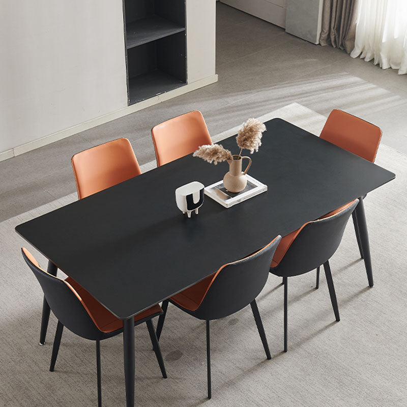 Kitchen Industrial Dinner Table Stone Rectangle 4 Legs Dining Table Clearhalo 'Dining Tables & Seating' 'Dining Tables' 'dining_table' 'furn' 'furn_dining_table' 'Furniture' 'Kitchen & Dining Furniture' 7074085