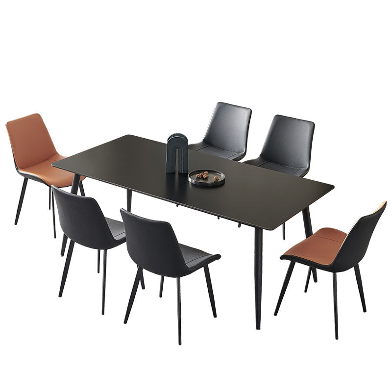 Industrial Kitchen Dinner Table Stone Rectangle 4 Legs Dining Table Clearhalo 'Dining Tables & Seating' 'Dining Tables' 'dining_table' 'furn' 'furn_dining_table' 'Furniture' 'Kitchen & Dining Furniture' 7074100