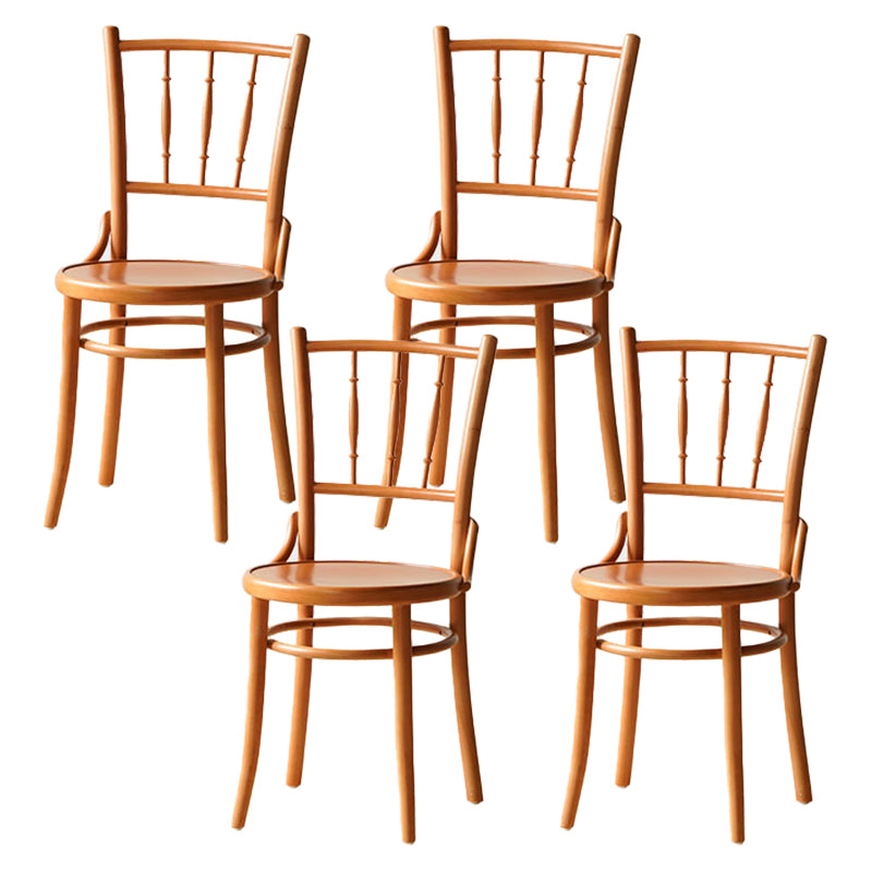 Modern Slat Back Side Chair Solid Wood Indoor Dining Chair for Living Room Brown 4 Piece Set Clearhalo 'Dining Chairs' 'Dining Tables & Seating' 'dining_chair' 'furn' 'furn_dining_chair' 'Furniture' 'Kitchen & Dining Furniture' 7074156
