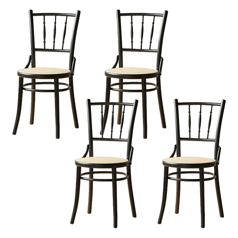 Modern Slat Back Side Chair Solid Wood Indoor Dining Chair for Living Room Black-Yellow 4 Piece Set Clearhalo 'Dining Chairs' 'Dining Tables & Seating' 'dining_chair' 'furn' 'furn_dining_chair' 'Furniture' 'Kitchen & Dining Furniture' 7074162