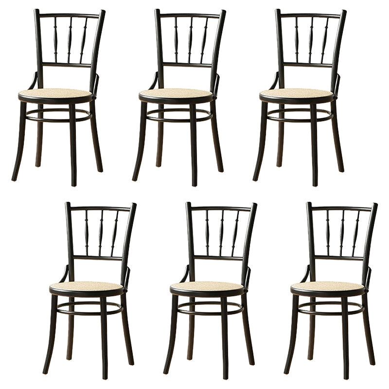 Modern Slat Back Side Chair Solid Wood Indoor Dining Chair for Living Room Black-Yellow 6 Piece Set Clearhalo 'Dining Chairs' 'Dining Tables & Seating' 'dining_chair' 'furn' 'furn_dining_chair' 'Furniture' 'Kitchen & Dining Furniture' 7074163