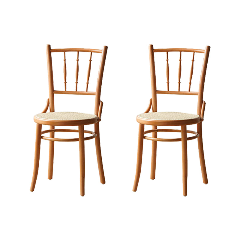 Modern Slat Back Side Chair Solid Wood Indoor Dining Chair for Living Room Brown Yellow 2 Piece Set Clearhalo 'Dining Chairs' 'Dining Tables & Seating' 'dining_chair' 'furn' 'furn_dining_chair' 'Furniture' 'Kitchen & Dining Furniture' 7074166