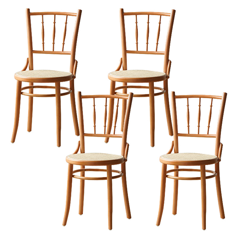 Modern Slat Back Side Chair Solid Wood Indoor Dining Chair for Living Room Brown Yellow 4 Piece Set Clearhalo 'Dining Chairs' 'Dining Tables & Seating' 'dining_chair' 'furn' 'furn_dining_chair' 'Furniture' 'Kitchen & Dining Furniture' 7074167