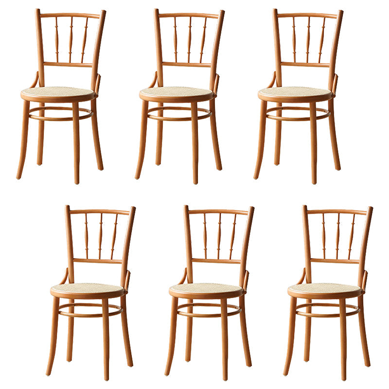 Modern Slat Back Side Chair Solid Wood Indoor Dining Chair for Living Room Brown Yellow 6 Piece Set Clearhalo 'Dining Chairs' 'Dining Tables & Seating' 'dining_chair' 'furn' 'furn_dining_chair' 'Furniture' 'Kitchen & Dining Furniture' 7074168