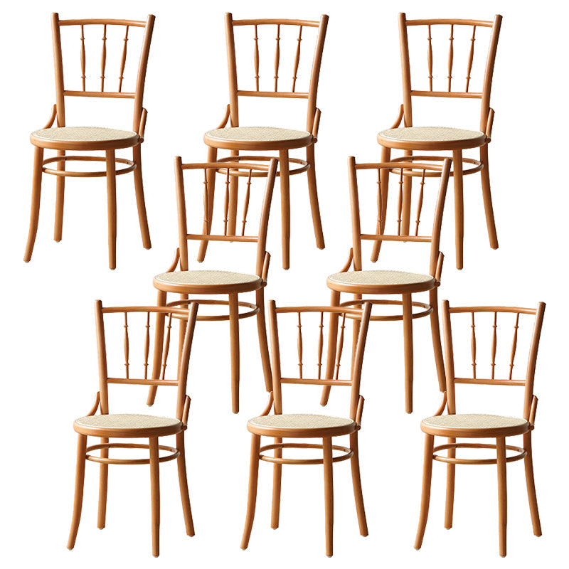 Modern Slat Back Side Chair Solid Wood Indoor Dining Chair for Living Room Brown Yellow 8 Piece Set Clearhalo 'Dining Chairs' 'Dining Tables & Seating' 'dining_chair' 'furn' 'furn_dining_chair' 'Furniture' 'Kitchen & Dining Furniture' 7074169
