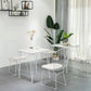 Armless Kitchen Dining Side Chair Metal Dining Chair in White