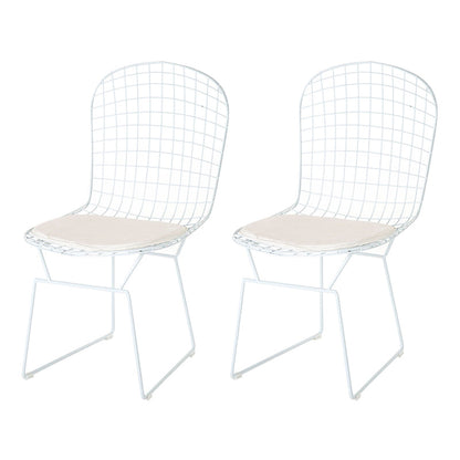 Armless Kitchen Dining Side Chair Metal Dining Chair in White