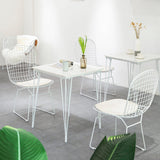 Armless Kitchen Dining Side Chair Metal Dining Chair in White