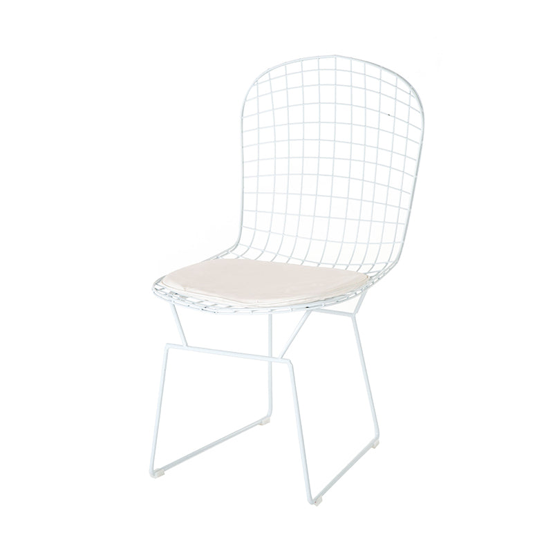 Armless Kitchen Dining Side Chair Metal Dining Chair in White
