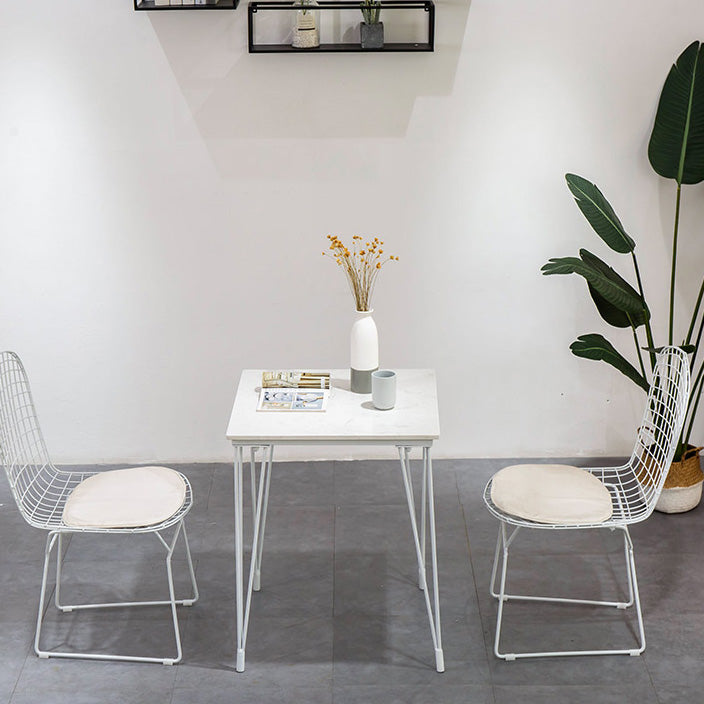 Armless Kitchen Dining Side Chair Metal Dining Chair in White