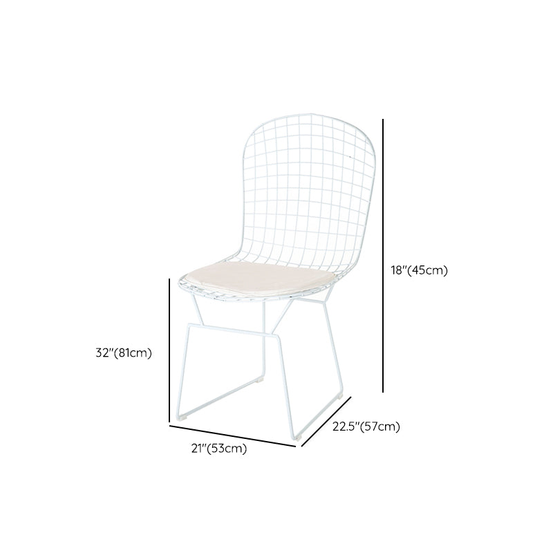 Armless Kitchen Dining Side Chair Metal Dining Chair in White