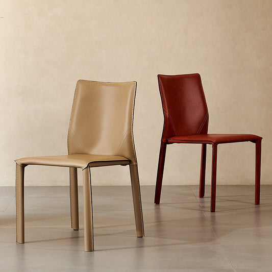 Upholstered Dining Chairs Faux Leather Chairs with Metal Base