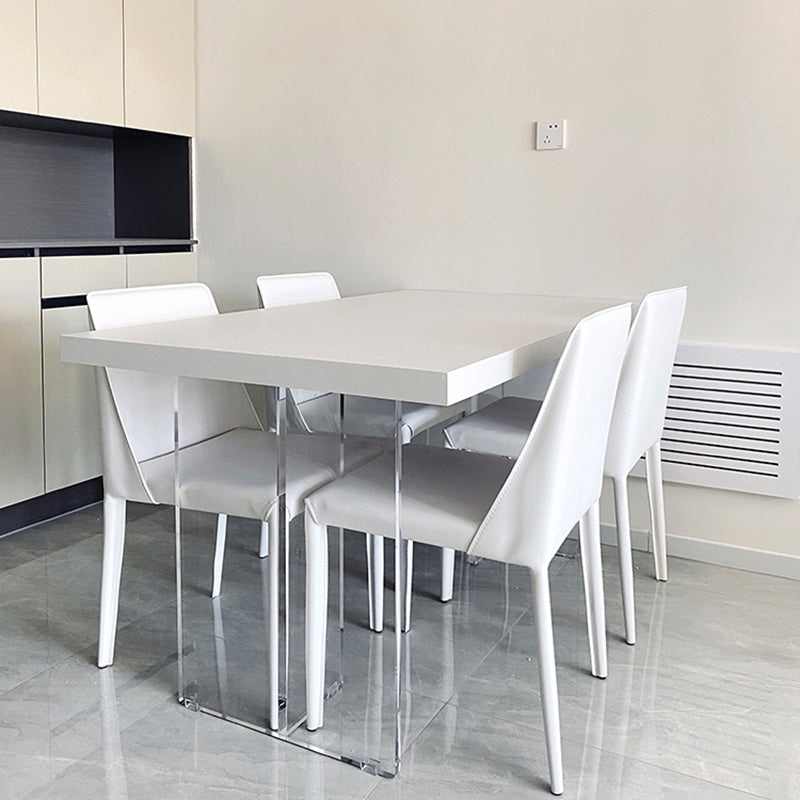 Moderne eenvoudige zijstoel faux lederen kant eetkamerstoel voor woonkamer