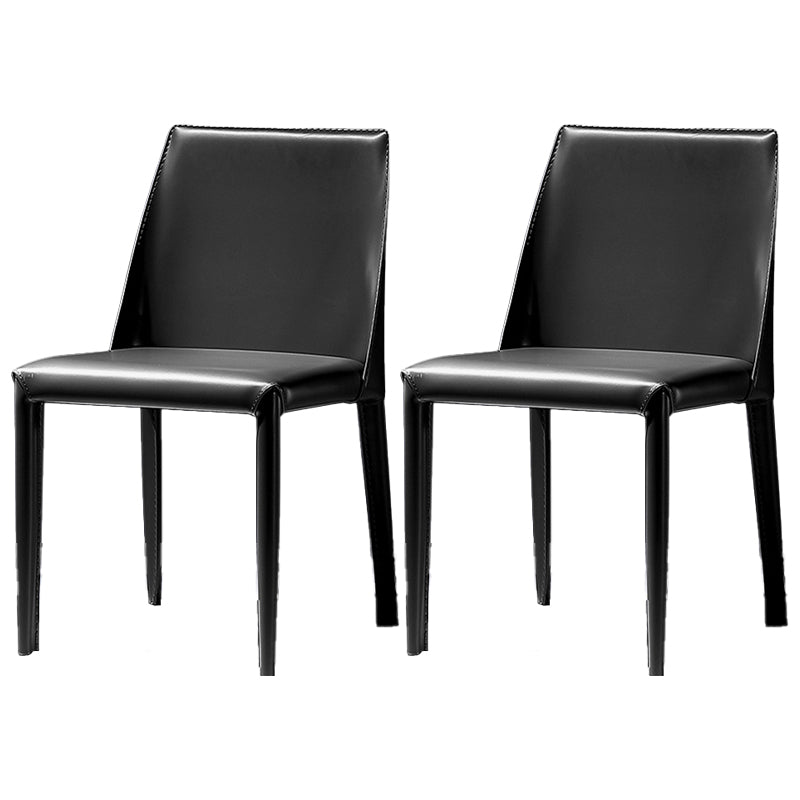 Moderne eenvoudige zijstoel faux lederen kant eetkamerstoel voor woonkamer