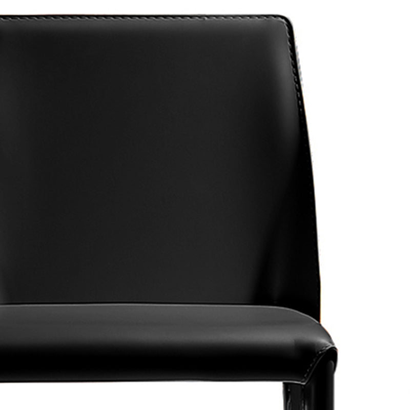 Moderne eenvoudige zijstoel faux lederen kant eetkamerstoel voor woonkamer