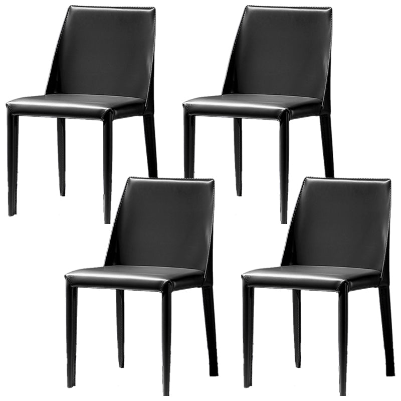 Moderne eenvoudige zijstoel faux lederen kant eetkamerstoel voor woonkamer