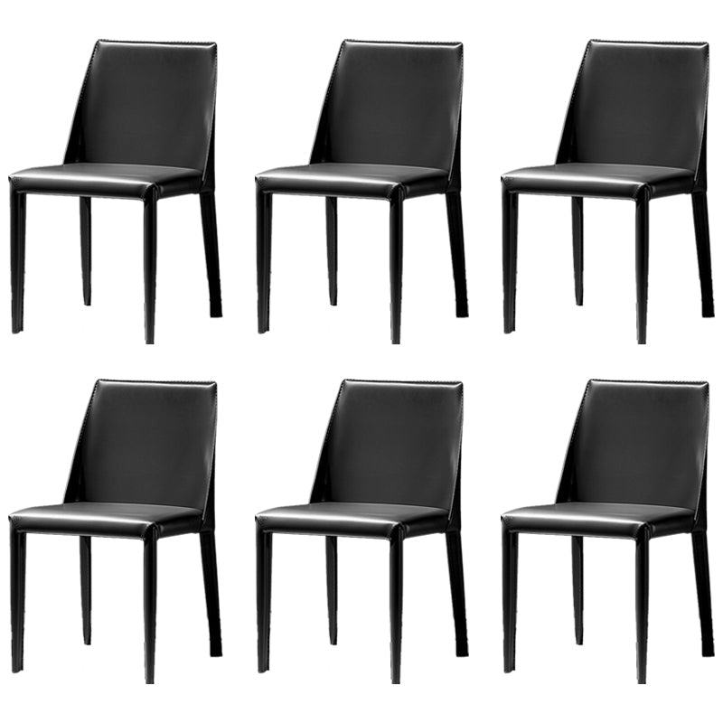 Modern Simple Side Chair Faux Leather Side Dining Chair for Living Room Black 6 Piece Set Clearhalo 'Dining Chairs' 'Dining Tables & Seating' 'dining_chair' 'furn' 'furn_dining_chair' 'Furniture' 'Kitchen & Dining Furniture' 7074401