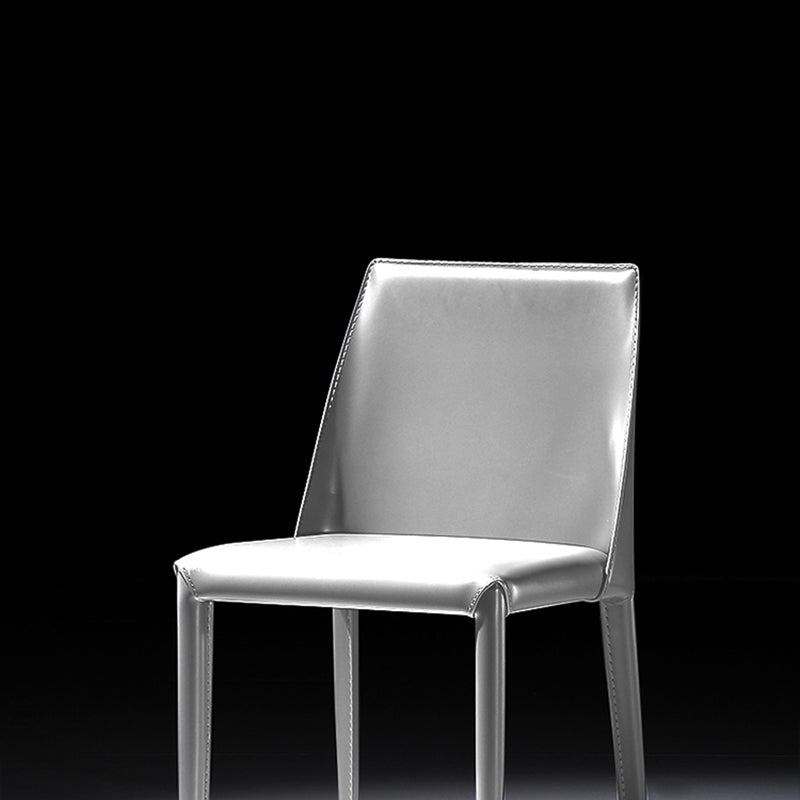 Moderne eenvoudige zijstoel faux lederen kant eetkamerstoel voor woonkamer