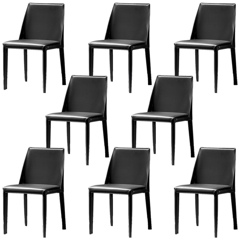 Moderne eenvoudige zijstoel faux lederen kant eetkamerstoel voor woonkamer