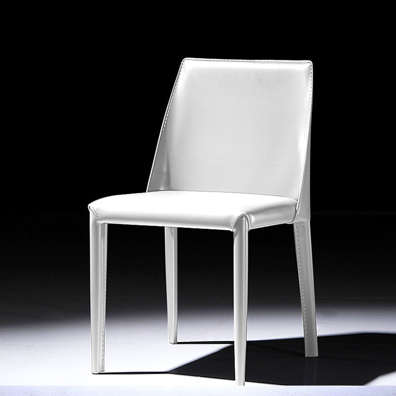 Moderne eenvoudige zijstoel faux lederen kant eetkamerstoel voor woonkamer