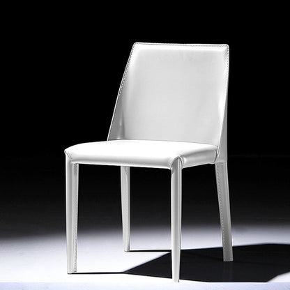 Moderne eenvoudige zijstoel faux lederen kant eetkamerstoel voor woonkamer