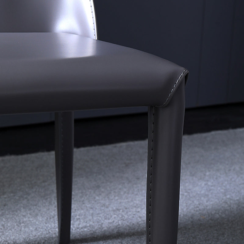 Moderne eenvoudige zijstoel faux lederen kant eetkamerstoel voor woonkamer