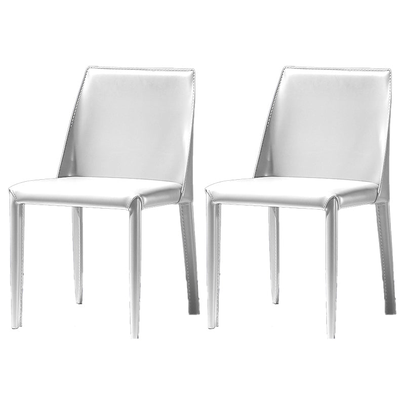 Moderne eenvoudige zijstoel faux lederen kant eetkamerstoel voor woonkamer