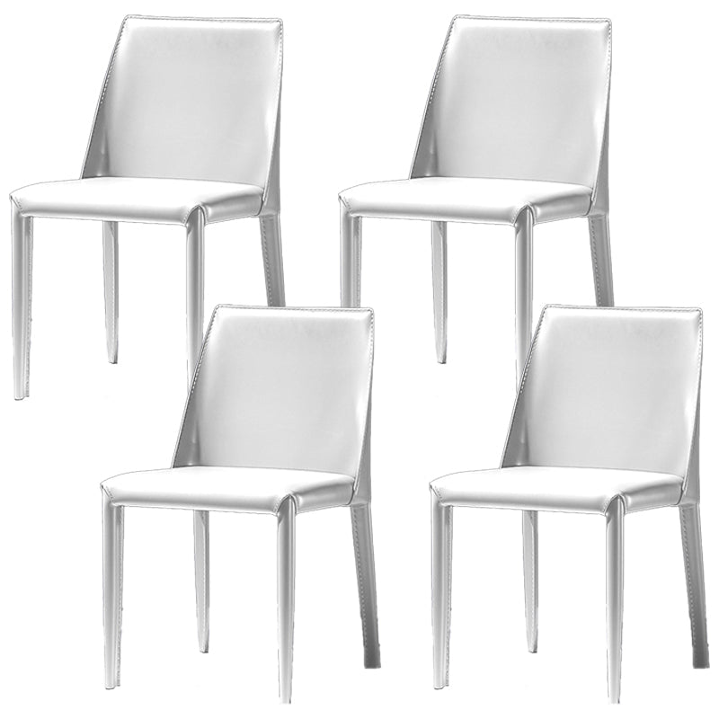 Moderne eenvoudige zijstoel faux lederen kant eetkamerstoel voor woonkamer