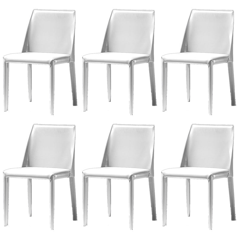 Moderne eenvoudige zijstoel faux lederen kant eetkamerstoel voor woonkamer