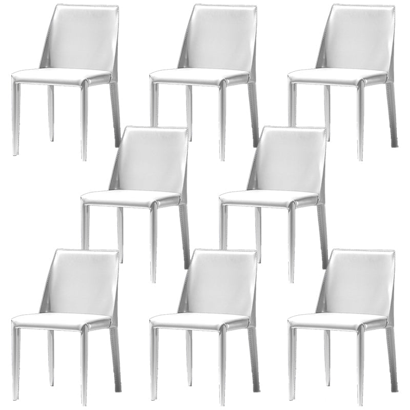 Moderne eenvoudige zijstoel faux lederen kant eetkamerstoel voor woonkamer