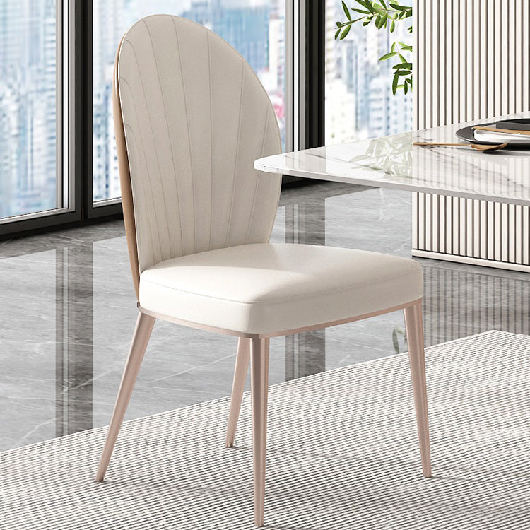 Nordic Style Side Chair Faux Leather Kitchen Dining Chair with Metal Base