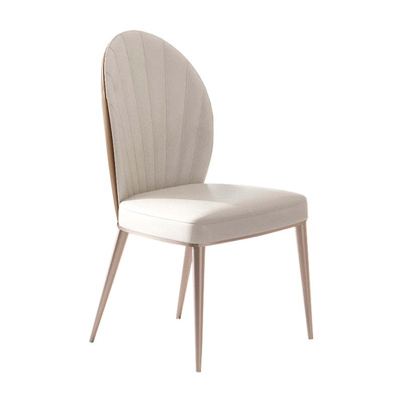 Nordic Style Side Chair Faux Leather Kitchen Dining Chair with Metal Base