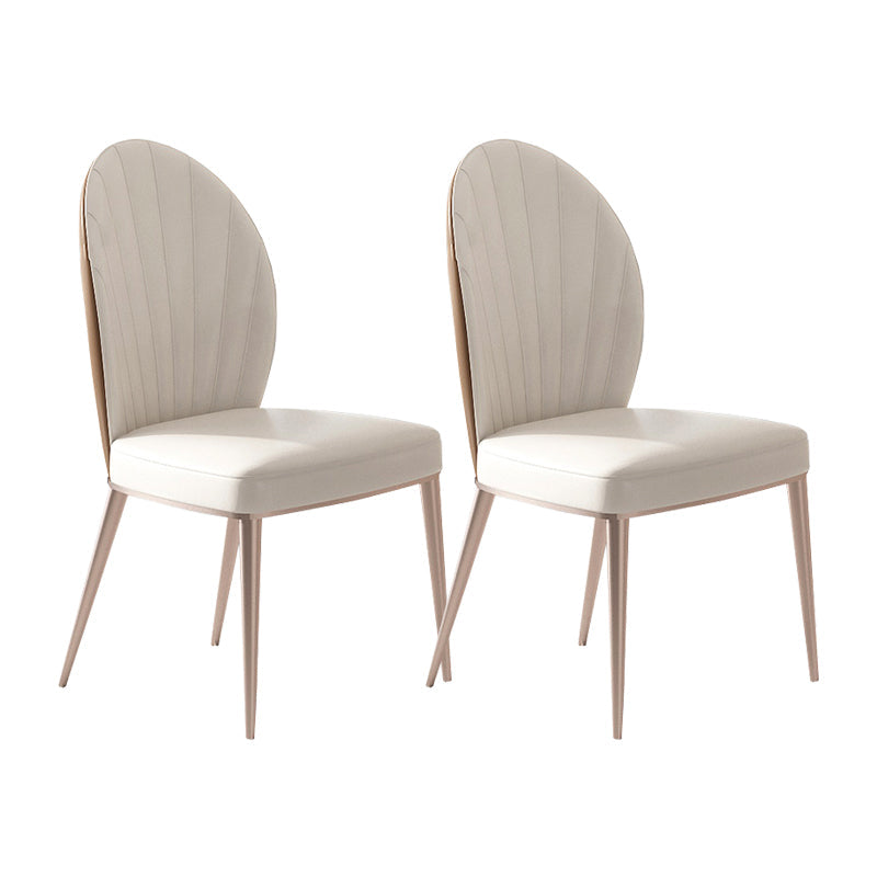 Nordic Style Side Chair Faux Leather Kitchen Dining Chair with Metal Base