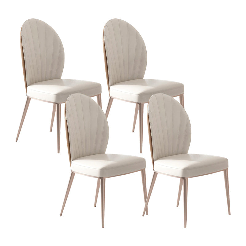 Nordic Style Side Chair Faux Leather Kitchen Dining Chair with Metal Base