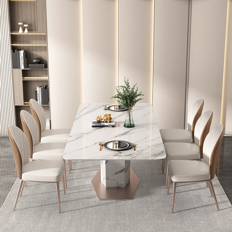 Nordic Style Side Chair Faux Leather Kitchen Dining Chair with Metal Base