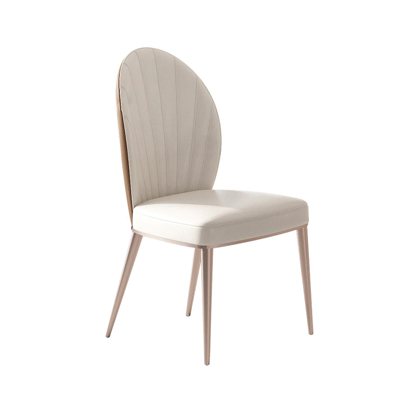 Nordic Style Side Chair Faux Leather Kitchen Dining Chair with Metal Base