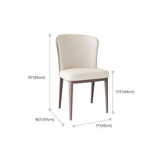 Modern Simple Side Chair Faux Leather Dining Chair with Metal Base for Home Use