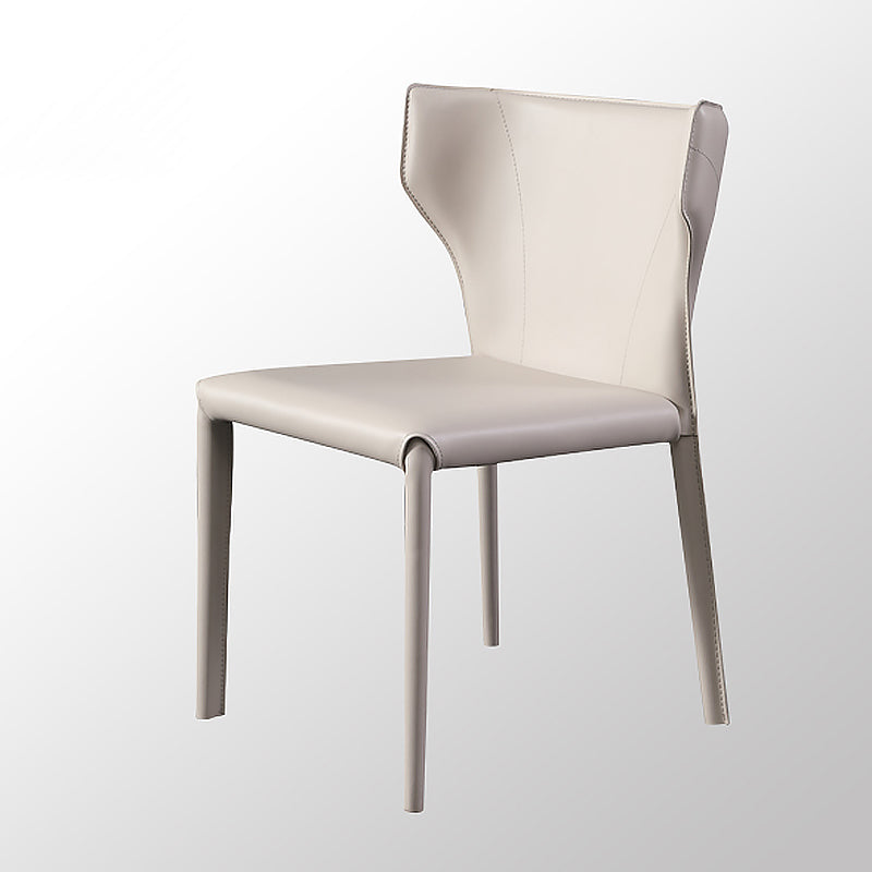 Modern Simple Side Chair Leather Kitchen Dining Chair with Metal Base