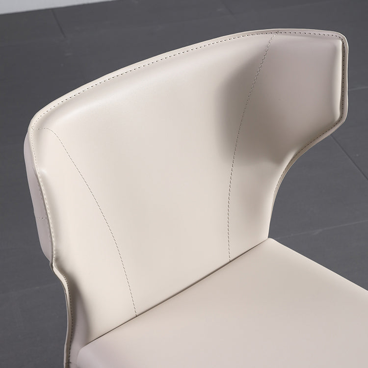 Modern Simple Side Chair Leather Kitchen Dining Chair with Metal Base