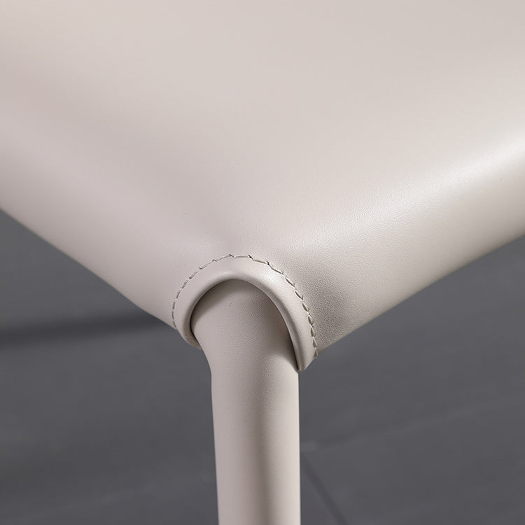 Modern Simple Side Chair Leather Kitchen Dining Chair with Metal Base