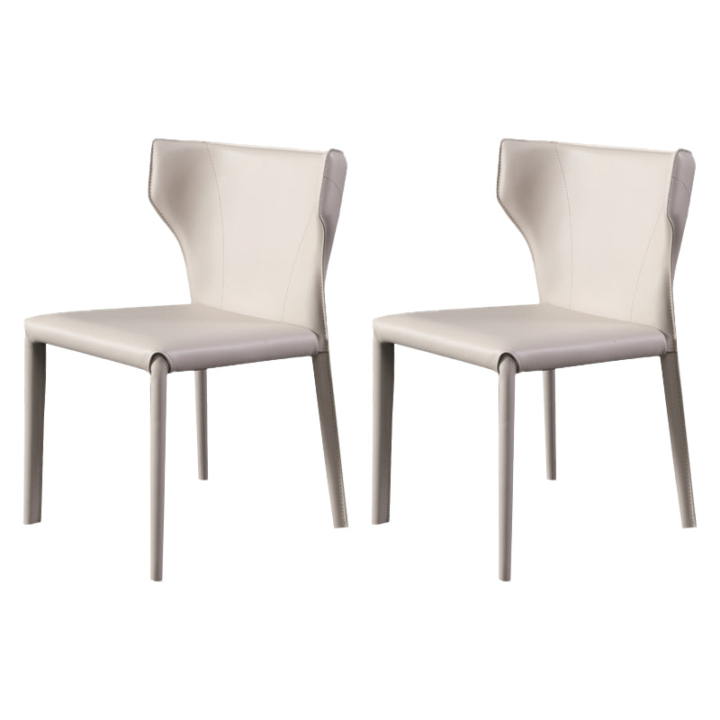 Modern Simple Side Chair Leather Kitchen Dining Chair with Metal Base