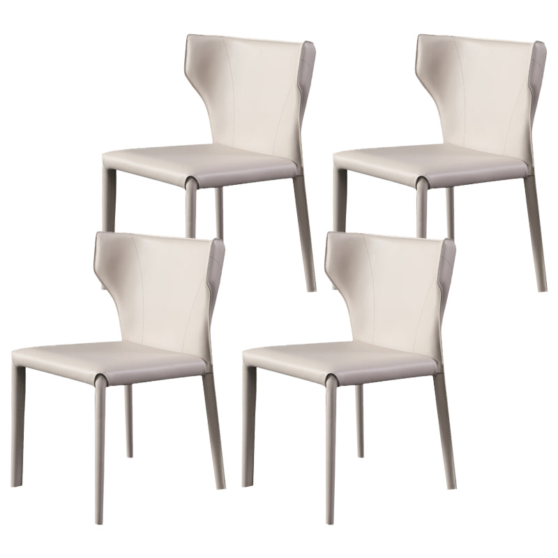 Modern Simple Side Chair Leather Kitchen Dining Chair with Metal Base