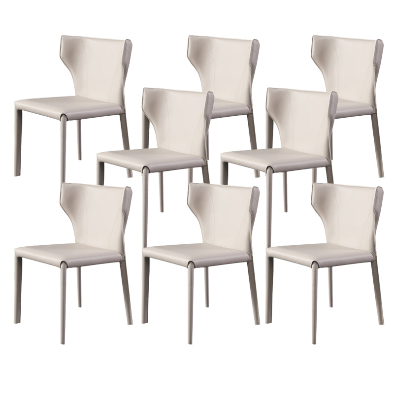Modern Simple Side Chair Leather Kitchen Dining Chair with Metal Base